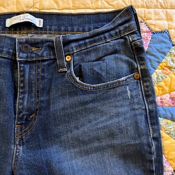Women's Levis 515 Boot Cut Jeans Blue Mid Rise Dark Wash Cotton Blend Size 6 - Picture 7 of 14